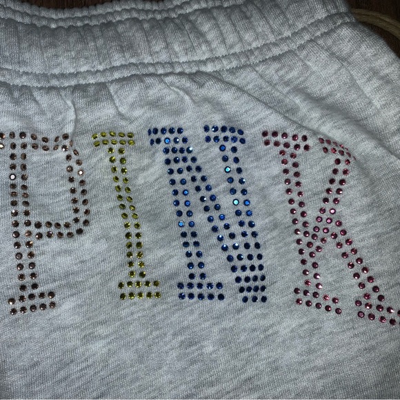 NEW VS PINK Size SMALL Rainbow Rhinestone Bling Set. Campus Pant & Sweatshirt. - Picture 13 of 14
